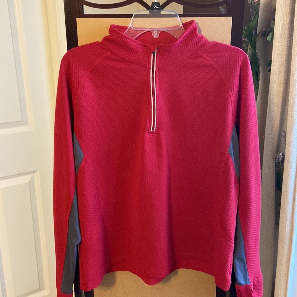 Champion red/grey 3/4 quarter zip pullover XL
